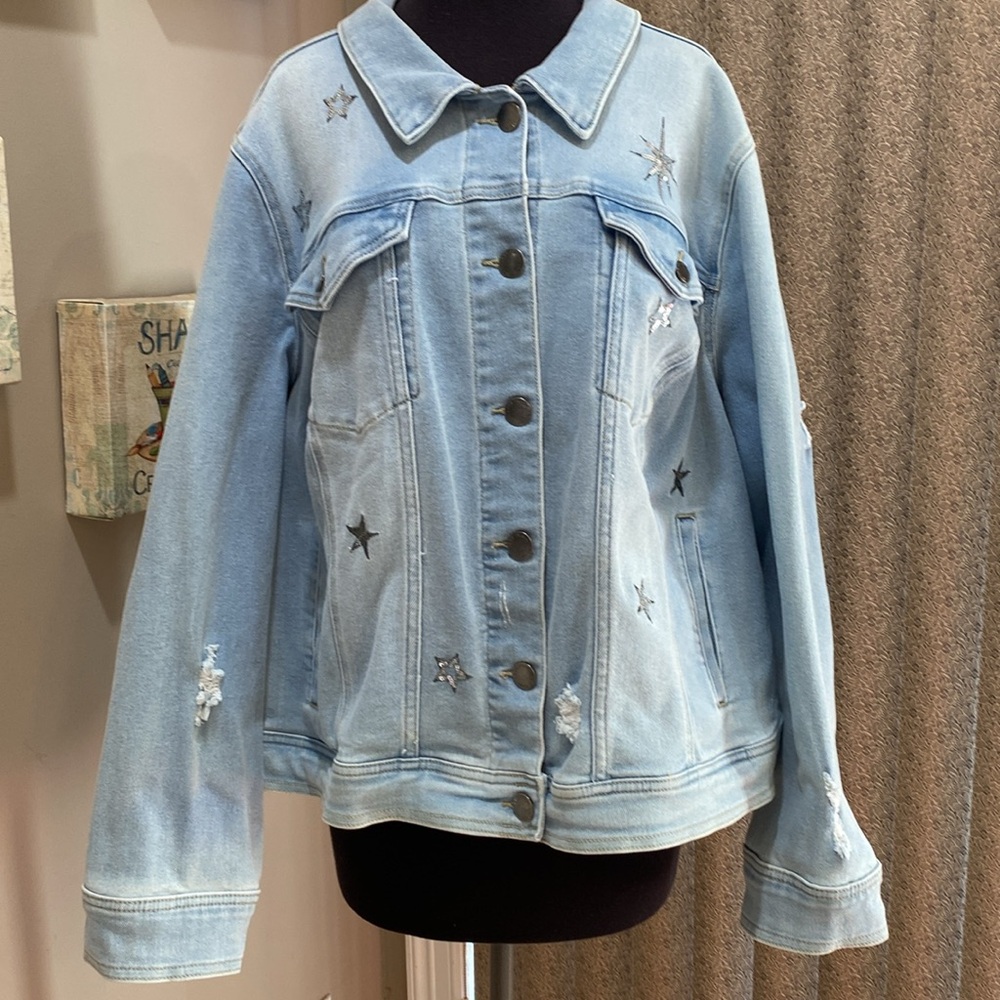 Lane Bryant jean jacket with classy bling - size Plus 26